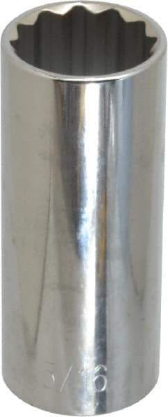 Paramount - 15/16", 1/2" Drive, Deep Hand Socket - 12 Points, 3-3/32" OAL, Steel, Chrome Finish - USA Tool & Supply