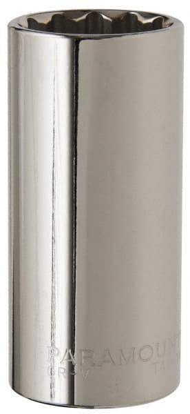 Paramount - 1-1/16", 1/2" Drive, Deep Hand Socket - 12 Points, 3-3/32" OAL, Steel, Chrome Finish - USA Tool & Supply