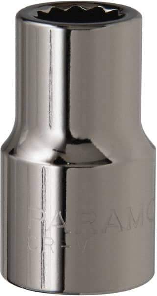 Paramount - 7/16", 1/2" Drive, Standard Hand Socket - 12 Points, 1-1/2" OAL, Steel, Chrome Finish - USA Tool & Supply