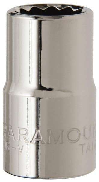 Paramount - 9/16", 1/2" Drive, Standard Hand Socket - 12 Points, 1-1/2" OAL, Steel, Chrome Finish - USA Tool & Supply