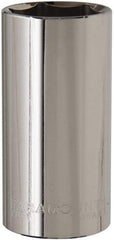 Paramount - 1-1/8", 1/2" Drive, Deep Hand Socket - 6 Points, 3-3/32" OAL, Steel, Chrome Finish - USA Tool & Supply