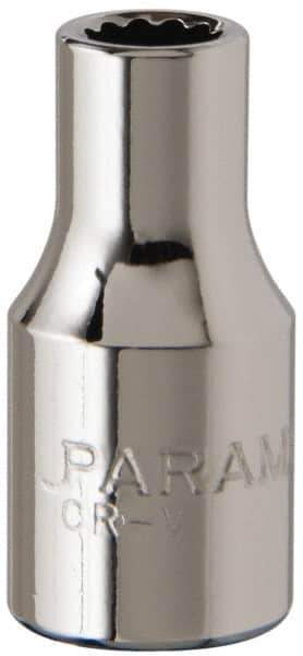 Paramount - 1/4" Drive, Standard Hand Socket - 12 Points, 15/16" OAL, Steel, Chrome Finish - USA Tool & Supply