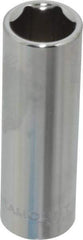 Paramount - 7/16", 1/4" Drive, Deep Hand Socket - 6 Points, 1-15/16" OAL, Steel, Chrome Finish - USA Tool & Supply