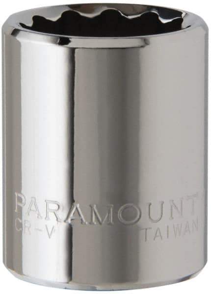 Paramount - 1/4" Drive, Standard Hand Socket - 12 Points, 15/16" OAL, Steel, Chrome Finish - USA Tool & Supply