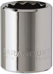 Paramount - 1/4" Drive, Standard Hand Socket - 12 Points, 15/16" OAL, Steel, Chrome Finish - USA Tool & Supply