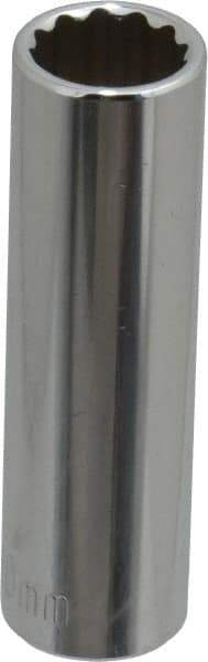 Paramount - 1/4" Drive, Deep Hand Socket - 12 Points, 1-15/16" OAL, Steel, Chrome Finish - USA Tool & Supply