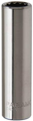 Paramount - 11/32", 1/4" Drive, Deep Hand Socket - 12 Points, 1-15/16" OAL, Steel, Chrome Finish - USA Tool & Supply