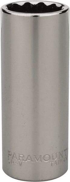 Paramount - 1/4" Drive, Deep Hand Socket - 12 Points, 1-15/16" OAL, Steel, Chrome Finish - USA Tool & Supply