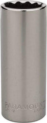 Paramount - 1/4" Drive, Deep Hand Socket - 12 Points, 1-15/16" OAL, Steel, Chrome Finish - USA Tool & Supply