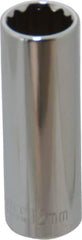 Paramount - 1/4" Drive, Deep Hand Socket - 12 Points, 1-15/16" OAL, Steel, Chrome Finish - USA Tool & Supply