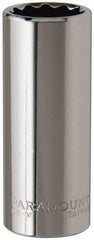 Paramount - 9/16", 1/4" Drive, Deep Hand Socket - 12 Points, 1-15/16" OAL, Steel, Chrome Finish - USA Tool & Supply