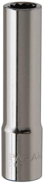 Paramount - 9/32", 1/4" Drive, Deep Hand Socket - 12 Points, 1-15/16" OAL, Steel, Chrome Finish - USA Tool & Supply