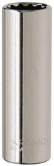 Paramount - 7/16", 1/4" Drive, Deep Hand Socket - 12 Points, 1-15/16" OAL, Steel, Chrome Finish - USA Tool & Supply