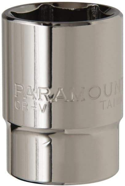 Paramount - 1/2" Drive, Standard Hand Socket - 6 Points, 1-1/2" OAL, Steel, Chrome Finish - USA Tool & Supply