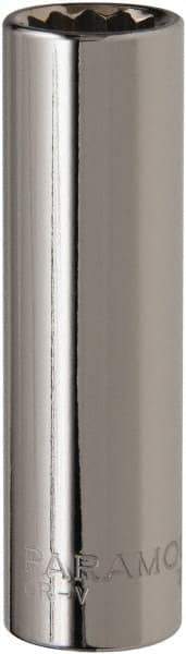 Paramount - 1/2" Drive, Deep Hand Socket - 12 Points, 3-9/32" OAL, Steel, Chrome Finish - USA Tool & Supply