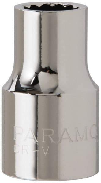 Paramount - 1/2" Drive, Standard Hand Socket - 12 Points, 1-1/2" OAL, Steel, Chrome Finish - USA Tool & Supply