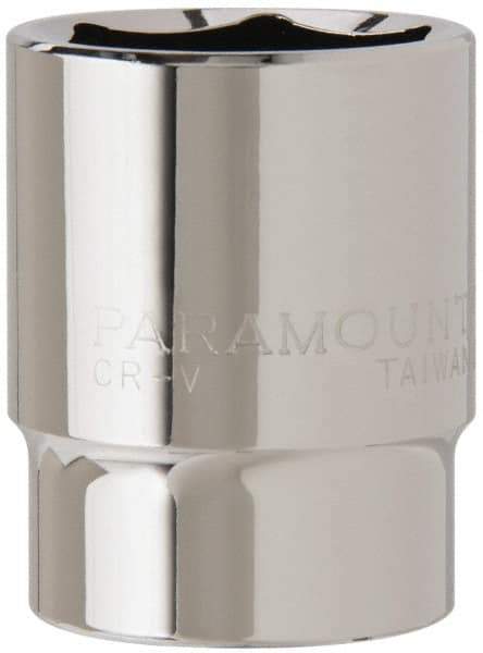 Paramount - 1/2" Drive, Standard Hand Socket - 6 Points, 1-1/2" OAL, Steel, Chrome Finish - USA Tool & Supply