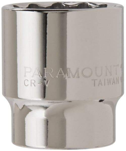 Paramount - 1/2" Drive, Standard Hand Socket - 12 Points, 1-1/2" OAL, Steel, Chrome Finish - USA Tool & Supply