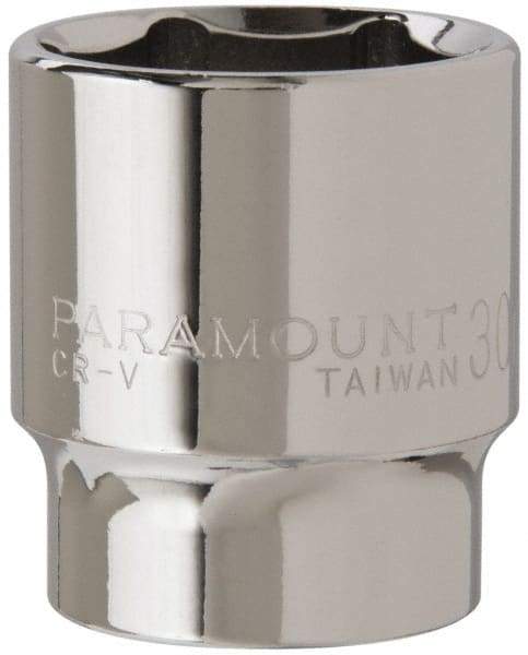 Paramount - 1/2" Drive, Standard Hand Socket - 6 Points, 1-1/2" OAL, Steel, Chrome Finish - USA Tool & Supply