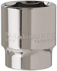 Paramount - 1/2" Drive, Standard Hand Socket - 6 Points, 1-1/2" OAL, Steel, Chrome Finish - USA Tool & Supply
