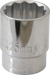 Paramount - 1/2" Drive, Standard Hand Socket - 12 Points, 1-1/2" OAL, Steel, Chrome Finish - USA Tool & Supply