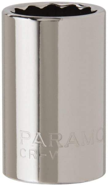 Paramount - 1/2" Drive, Standard Hand Socket - 12 Points, 1-1/2" OAL, Steel, Chrome Finish - USA Tool & Supply