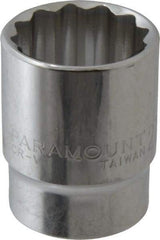 Paramount - 1/2" Drive, Standard Hand Socket - 12 Points, 1-1/2" OAL, Steel, Chrome Finish - USA Tool & Supply