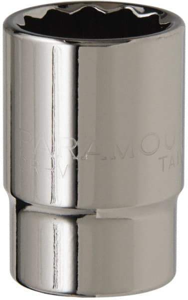 Paramount - 1/2" Drive, Standard Hand Socket - 12 Points, 1-1/2" OAL, Steel, Chrome Finish - USA Tool & Supply