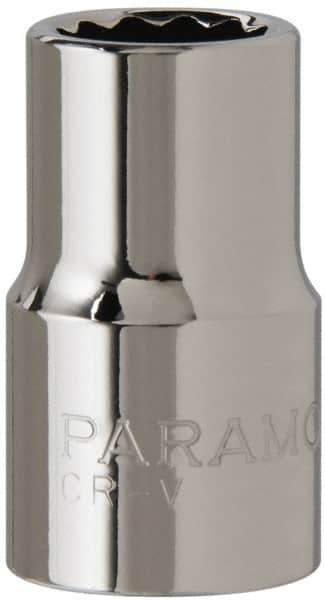 Paramount - 1/2" Drive, Standard Hand Socket - 12 Points, 1-1/2" OAL, Steel, Chrome Finish - USA Tool & Supply