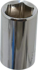 Paramount - 1/2" Drive, Standard Hand Socket - 6 Points, 1-1/2" OAL, Steel, Chrome Finish - USA Tool & Supply