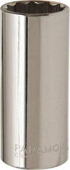 Paramount - 1", 1/2" Drive, Deep Hand Socket - 12 Points, 3-3/32" OAL, Steel, Chrome Finish - USA Tool & Supply