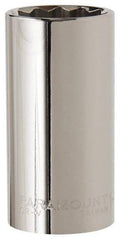 Paramount - 1-1/8", 1/2" Drive, Deep Hand Socket - 12 Points, 3-3/32" OAL, Steel, Chrome Finish - USA Tool & Supply