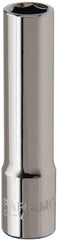 Paramount - 1/4" Drive, Deep Hand Socket - 6 Points, 1-15/16" OAL, Steel, Chrome Finish - USA Tool & Supply