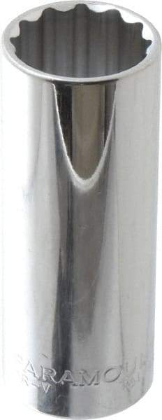 Paramount - 7/8", 1/2" Drive, Deep Hand Socket - 12 Points, 3-3/32" OAL, Steel, Chrome Finish - USA Tool & Supply