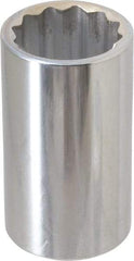 Paramount - 1-1/4", 1/2" Drive, Deep Hand Socket - 12 Points, 3-1/4" OAL, Steel, Chrome Finish - USA Tool & Supply