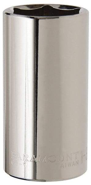 Paramount - 1-3/16", 1/2" Drive, Deep Hand Socket - 6 Points, 3-1/4" OAL, Steel, Chrome Finish - USA Tool & Supply