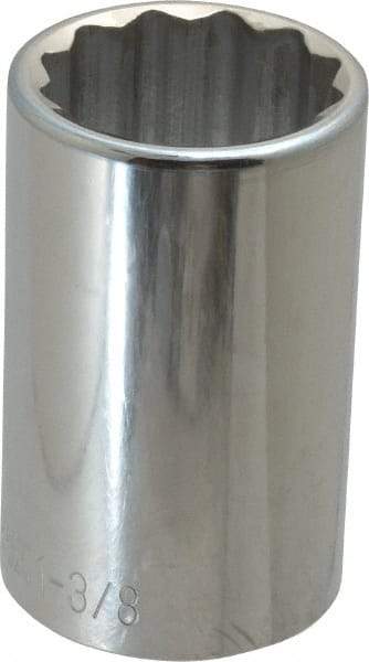 Paramount - 1-3/8", 1/2" Drive, Deep Hand Socket - 12 Points, 3-1/2" OAL, Steel, Chrome Finish - USA Tool & Supply