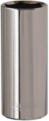 Paramount - 15/16", 1/2" Drive, Deep Hand Socket - 6 Points, 3-3/32" OAL, Steel, Chrome Finish - USA Tool & Supply