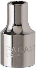 Paramount - 1/4", 3/8" Drive, Standard Hand Socket - 12 Points, 1-3/16" OAL, Steel, Chrome Finish - USA Tool & Supply