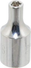 Paramount - 1/8", 1/4" Drive, Standard Hand Socket - 6 Points, 15/16" OAL, Steel, Chrome Finish - USA Tool & Supply