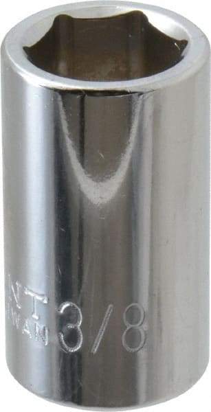 Paramount - 3/8", 1/4" Drive, Standard Hand Socket - 6 Points, 15/16" OAL, Steel, Chrome Finish - USA Tool & Supply