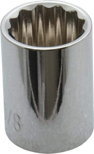 Paramount - 5/8", 3/8" Drive, Standard Hand Socket - 12 Points, 1-3/16" OAL, Steel, Chrome Finish - USA Tool & Supply