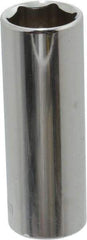 Paramount - 1/4" Drive, Deep Hand Socket - 6 Points, 1-15/16" OAL, Steel, Chrome Finish - USA Tool & Supply