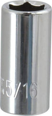 Paramount - 5/16", 1/4" Drive, Standard Hand Socket - 6 Points, 15/16" OAL, Steel, Chrome Finish - USA Tool & Supply