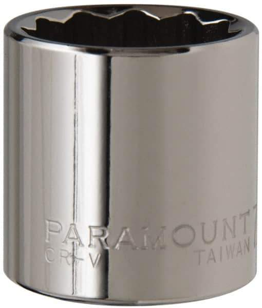 Paramount - 7/8", 3/8" Drive, Standard Hand Socket - 12 Points, 1-3/16" OAL, Steel, Chrome Finish - USA Tool & Supply