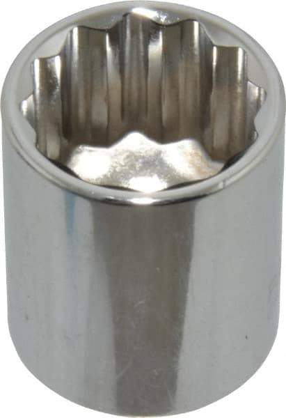 Paramount - 3/4", 3/8" Drive, Standard Hand Socket - 12 Points, 1-3/16" OAL, Steel, Chrome Finish - USA Tool & Supply