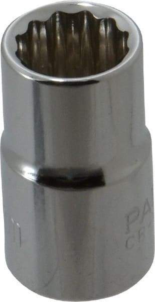 Paramount - 3/8" Drive, Standard Hand Socket - 12 Points, 1-3/16" OAL, Steel, Chrome Finish - USA Tool & Supply