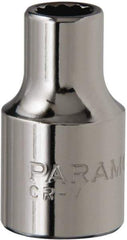 Paramount - 3/8" Drive, Standard Hand Socket - 12 Points, 1-3/16" OAL, Steel, Chrome Finish - USA Tool & Supply