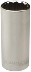 Paramount - 3/8" Drive, Deep Hand Socket - 12 Points, 1-15/16" OAL, Steel, Chrome Finish - USA Tool & Supply