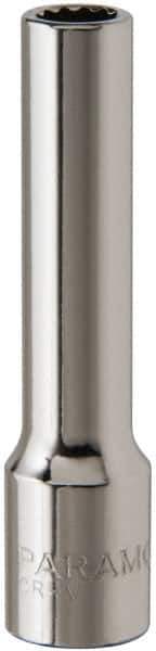 Paramount - 7/32", 1/4" Drive, Deep Hand Socket - 12 Points, 1-15/16" OAL, Steel, Chrome Finish - USA Tool & Supply